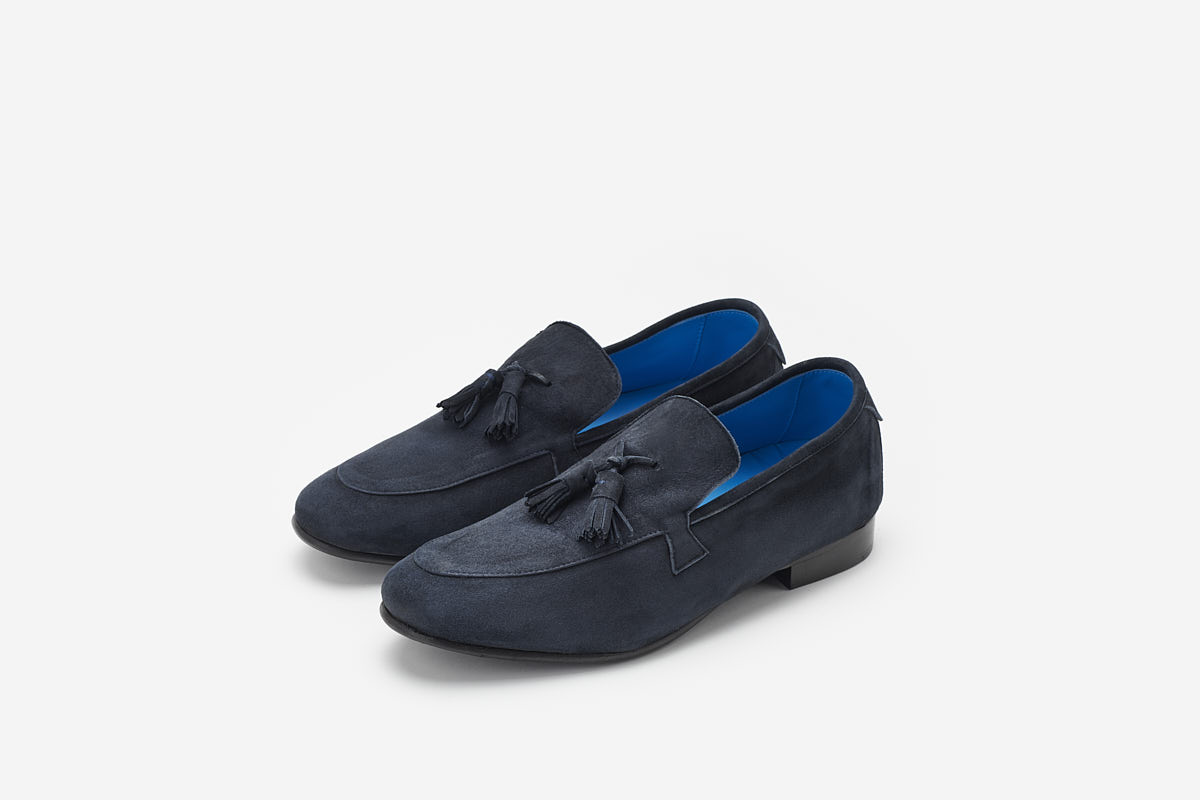 ITALIAN PLUSH BLUE  SUEDE TASSLE LOAFERS  SIZE 12 The Ashton Tassel Loafers - Leathry main image 2